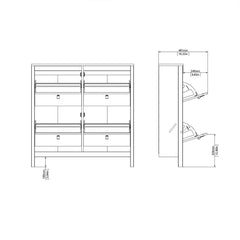 Barcelona Shoe Cabinet 4 Flip Down Doors in Matt Black - Furniture One Shop