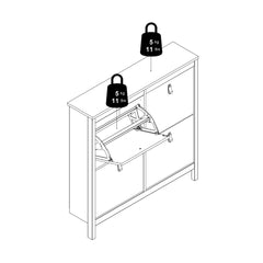 Barcelona Shoe Cabinet 4 Flip Down Doors in Matt Black - Furniture One Shop