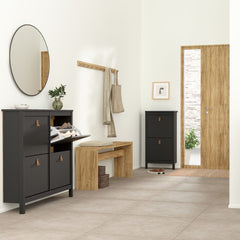 Barcelona Shoe Cabinet 4 Flip Down Doors in Matt Black - Furniture One Shop