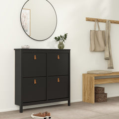 Barcelona Shoe Cabinet 4 Flip Down Doors in Matt Black - Furniture One Shop