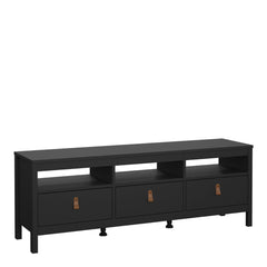Barcelona TV Unit 3 Drawers in Matt Black - Furniture One Shop