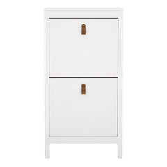 Barcelona Shoe Cabinet 2 Flip Down Doors in White - Furniture One Shop
