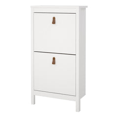 Barcelona Shoe Cabinet 2 Flip Down Doors in White - Furniture One Shop