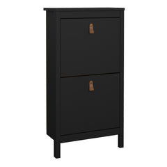 Barcelona Shoe Cabinet 2 Flip Down Doors in Matt Black - Furniture One Shop