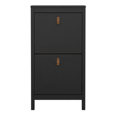 Barcelona Shoe Cabinet 2 Flip Down Doors in Matt Black - Furniture One Shop