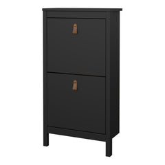 Barcelona Shoe Cabinet 2 Flip Down Doors in Matt Black - Furniture One Shop