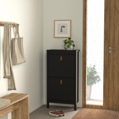 Barcelona Shoe Cabinet 2 Flip Down Doors in Matt Black - Furniture One Shop