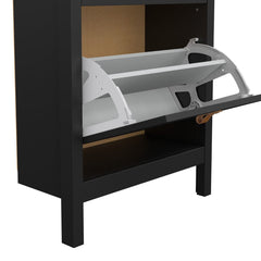 Barcelona Shoe Cabinet 2 Flip Down Doors in Matt Black - Furniture One Shop