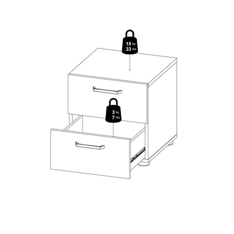 Dallaz Nightstand 2 drawers in Rovere Gessato Dark Oak