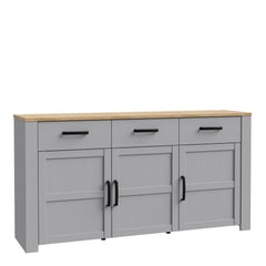 Bohol 3 Door 3 Drawer Sideboard in Riviera Oak/Grey Oak - Furniture One Shop