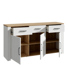 Bohol 3 Door 3 Drawer Sideboard in Riviera Oak/White - Furniture One Shop