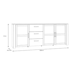 Bohol 3 Door 3 Drawer Large Sideboard in Riviera Oak/Grey Oak - Furniture One Shop