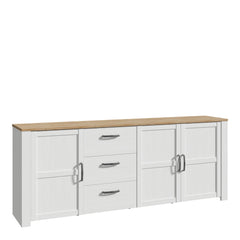 Bohol 3 Door 3 Drawer Large Sideboard in Riviera Oak/White - Furniture One Shop