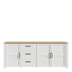 Bohol 3 Door 3 Drawer Large Sideboard in Riviera Oak/White - Furniture One Shop