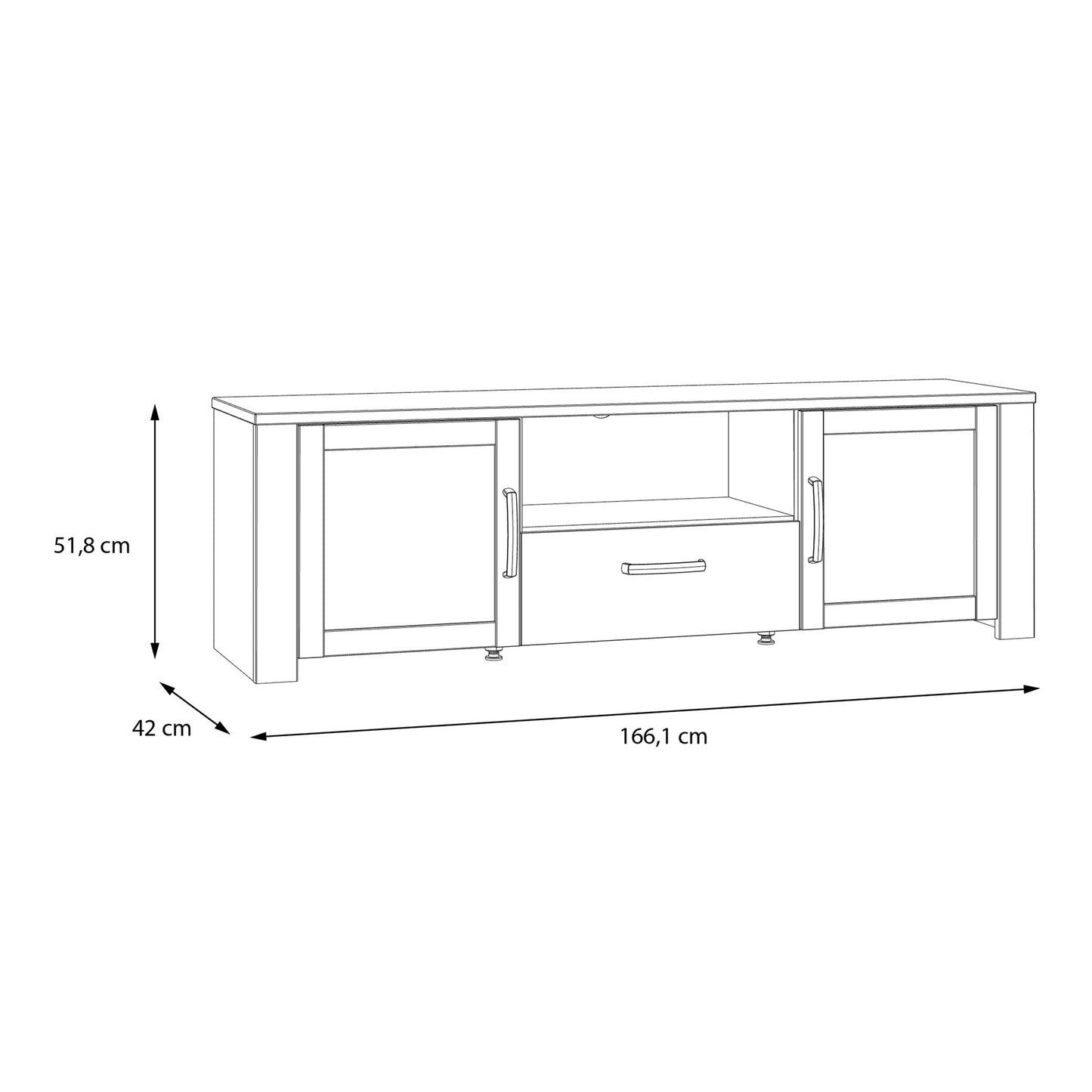 Bohol 2 Door 1 Drawer TV Unit in Riviera Oak/Grey Oak