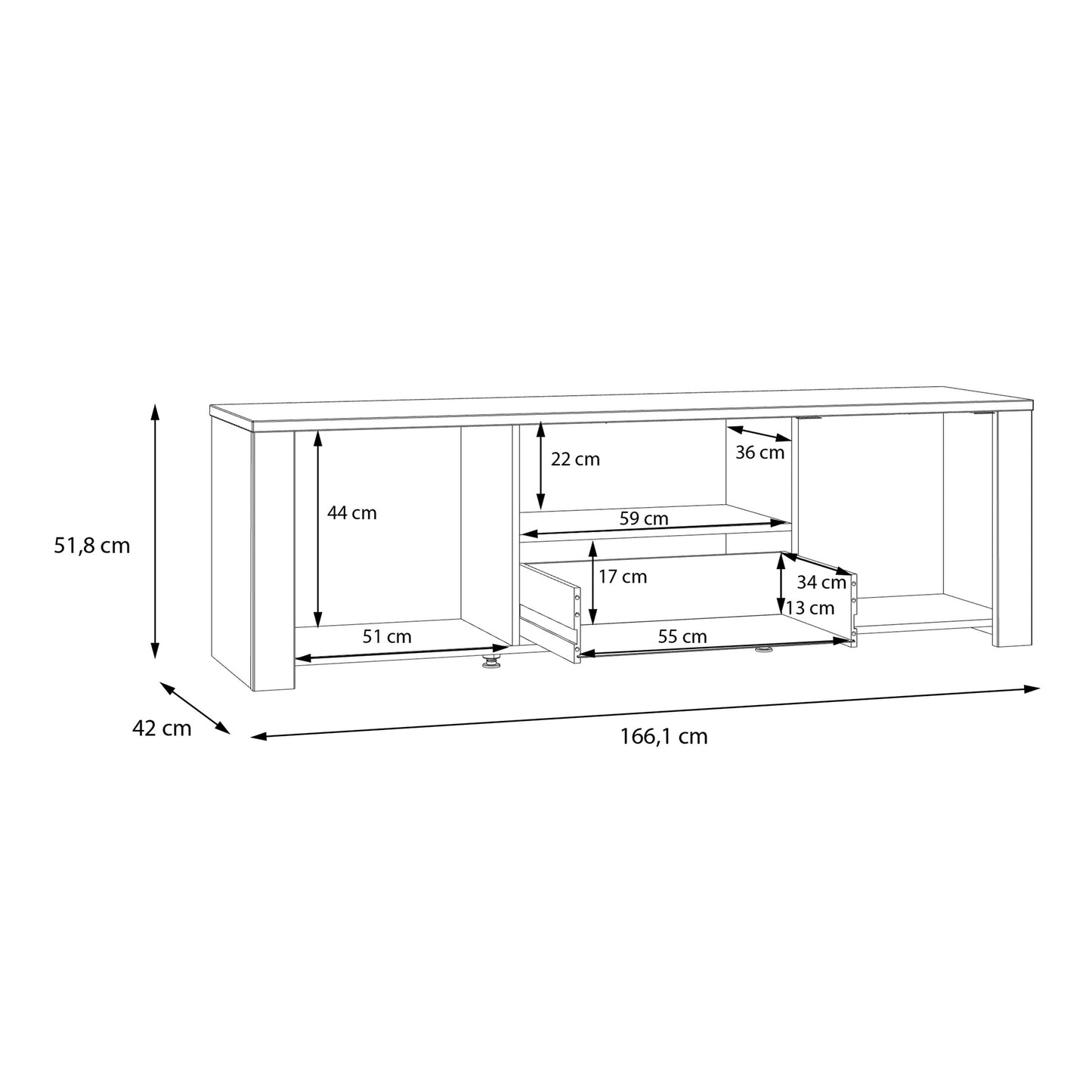 Bohol 2 Door 1 Drawer TV Unit in Riviera Oak/Grey Oak