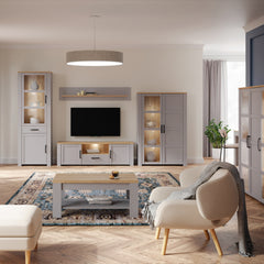 Bohol 2 Door 1 Drawer TV Unit in Riviera Oak/Grey Oak - Furniture One Shop