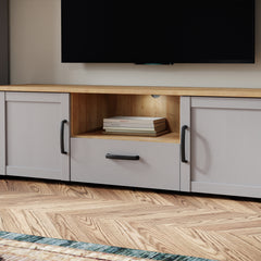 Bohol 2 Door 1 Drawer TV Unit in Riviera Oak/Grey Oak - Furniture One Shop