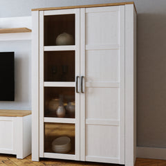 Bohol 2 Door Display Cabinet in Riviera Oak/White - Furniture One Shop