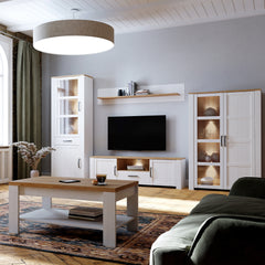 Bohol 2 Door Display Cabinet in Riviera Oak/White - Furniture One Shop