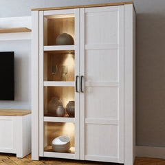 Bohol 2 Door Display Cabinet in Riviera Oak/White - Furniture One Shop