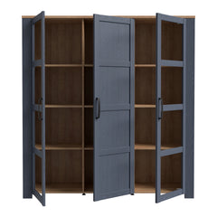 Bohol 3 Door Large Display Cabinet in Riviera Oak/Navy - Furniture One Shop