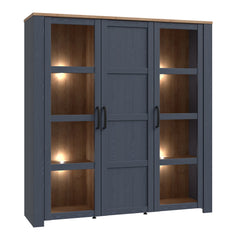 Bohol 3 Door Large Display Cabinet in Riviera Oak/Navy - Furniture One Shop