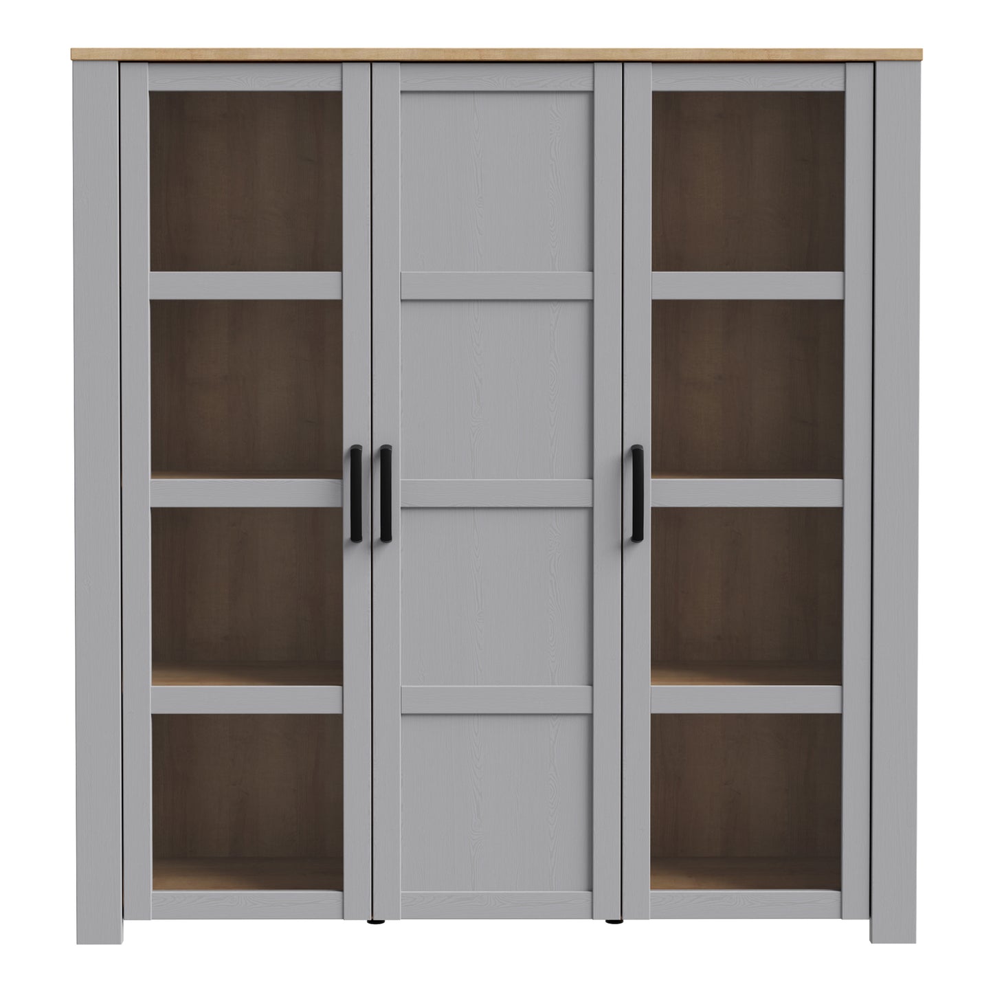 Bohol 3 Door Large Display Cabinet in Riviera Oak/Grey