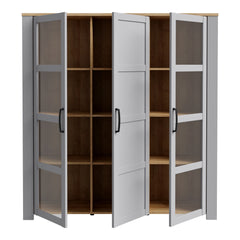 Bohol 3 Door Large Display Cabinet in Riviera Oak/Grey - Furniture One Shop