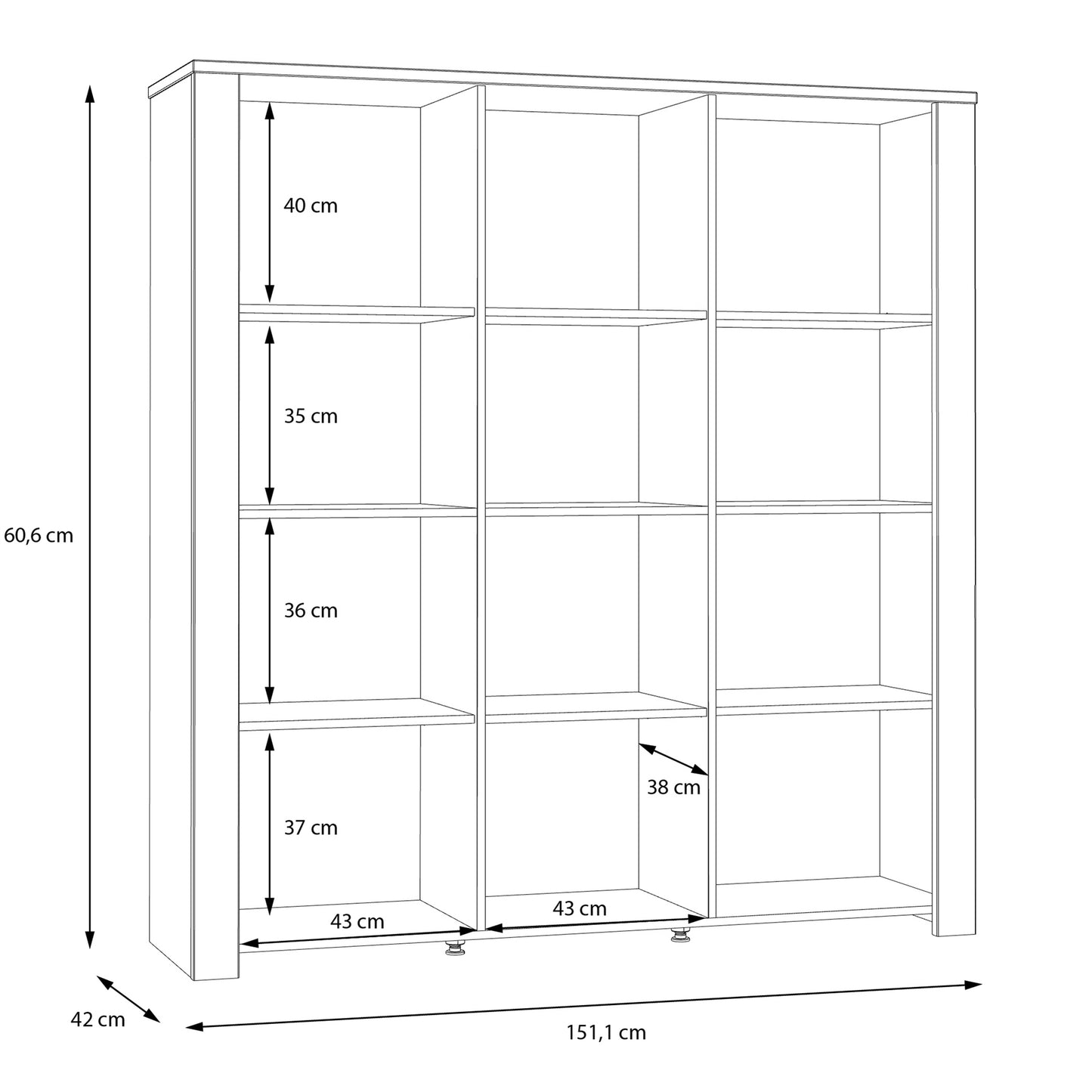 Bohol 3 Door Large Display Cabinet in Riviera Oak/Grey