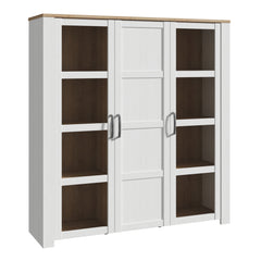 Bohol 3 Door Large Display Cabinet in Riviera Oak/White - Furniture One Shop