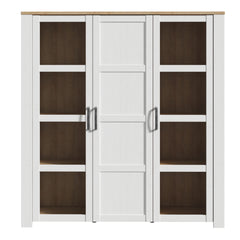 Bohol 3 Door Large Display Cabinet in Riviera Oak/White - Furniture One Shop