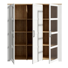 Bohol 3 Door Large Display Cabinet in Riviera Oak/White - Furniture One Shop