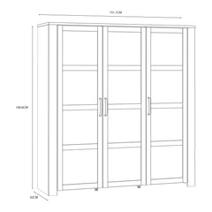 Bohol 3 Door Large Display Cabinet in Riviera Oak/White - Furniture One Shop