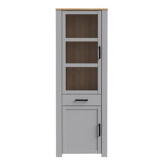 Bohol 2 Door 1 Drawer Narrow Display Cabinet in Riviera Oak/Grey Oak - Furniture One Shop