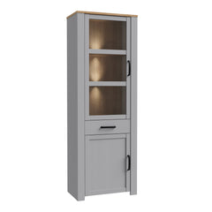 Bohol 2 Door 1 Drawer Narrow Display Cabinet in Riviera Oak/Grey Oak - Furniture One Shop