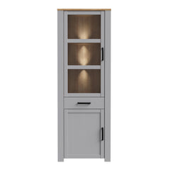 Bohol 2 Door 1 Drawer Narrow Display Cabinet in Riviera Oak/Grey Oak - Furniture One Shop