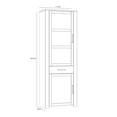 Bohol 2 Door 1 Drawer Narrow Display Cabinet in Riviera Oak/White - Furniture One Shop