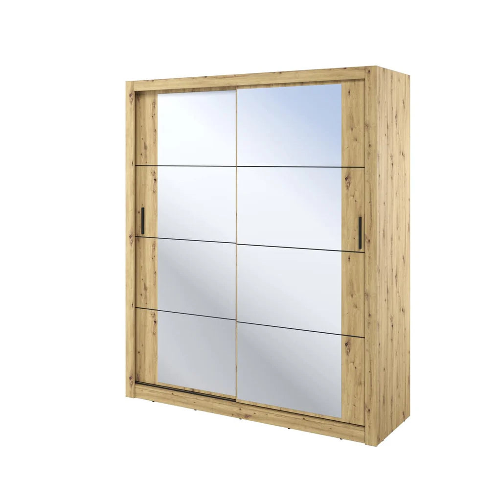 Arti AR-03 Wardrobe with 2 Mirrored Sliding Doors in Artisan Oak