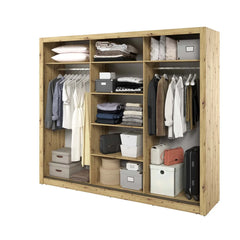 Arti AR-02 Wardrobe with 3 Mirrored Sliding Doors in Artisan Oak - Furniture One Shop