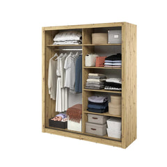 Arti AR-03 Wardrobe with 2 Mirrored Sliding Doors in Artisan Oak