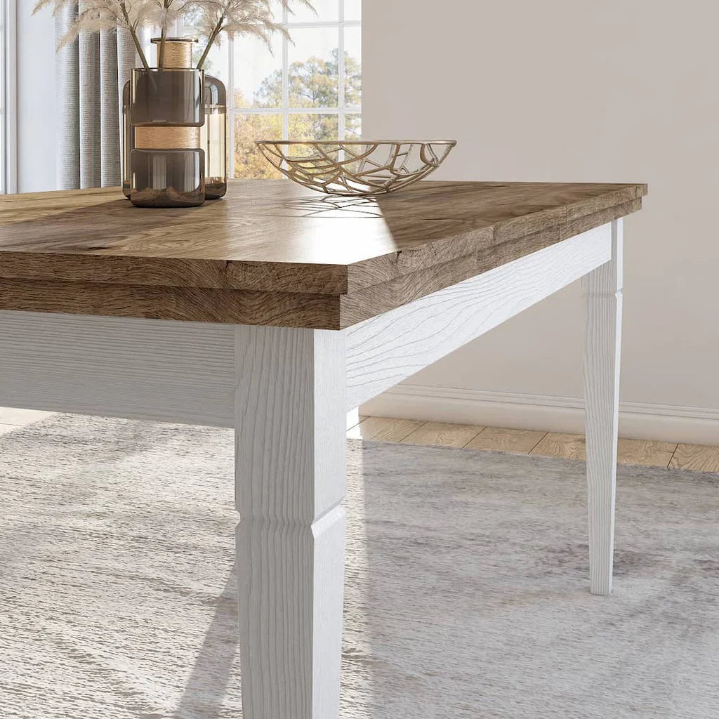 Evora Wooden Extending Dining Table in Abisko Ash and Oak Lefkas 160-240cm