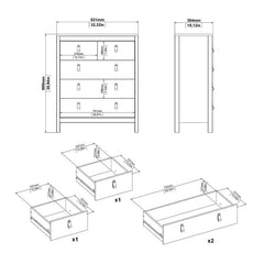 Barcelona Package - Bedside Table 2 drawers + Chest 3+2 drawer + Wardrobe with 3 doors in White - Furniture One Shop