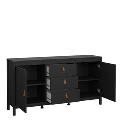Barcelona Sideboard 2 Doors 3 Drawers in Matt Black - Furniture One Shop