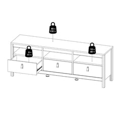 Barcelona TV Unit 3 Drawers in Matt Black - Furniture One Shop
