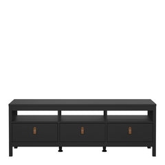 Barcelona TV Unit 3 Drawers in Matt Black - Furniture One Shop