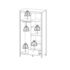 Barcelona Wardrobe with 1 Door 1 Mirror Door 2 Drawers in Matt Black - Furniture One Shop