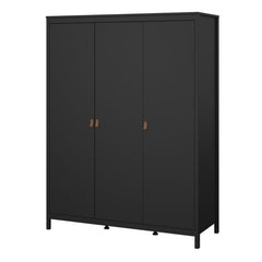 Barcelona Wardrobe with 3 Doors in Matt Black - Furniture One Shop
