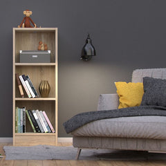 Basic Low Narrow Bookcase (2 Shelves) in Oak - Furniture One Shop