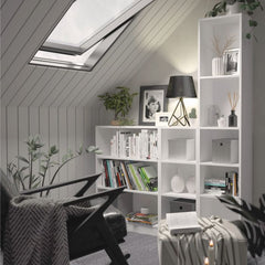 Basic Low Narrow Bookcase (2 Shelves) in White - Furniture One Shop